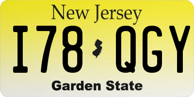NJ license plate I78QGY