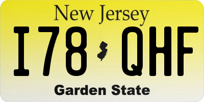 NJ license plate I78QHF