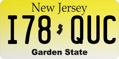 NJ license plate I78QUC