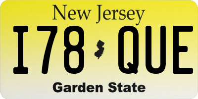 NJ license plate I78QUE