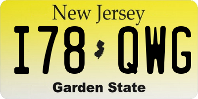 NJ license plate I78QWG