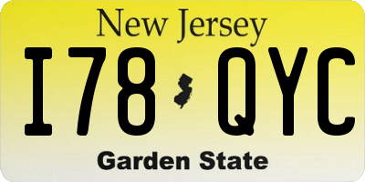 NJ license plate I78QYC