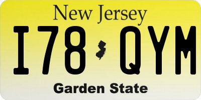 NJ license plate I78QYM