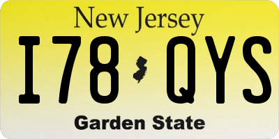 NJ license plate I78QYS