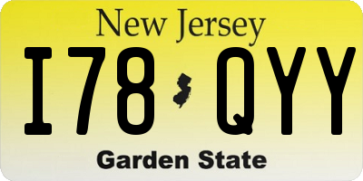 NJ license plate I78QYY