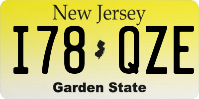 NJ license plate I78QZE