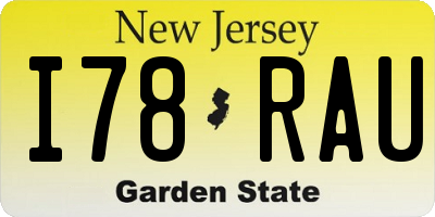 NJ license plate I78RAU