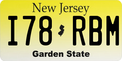 NJ license plate I78RBM