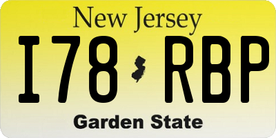 NJ license plate I78RBP