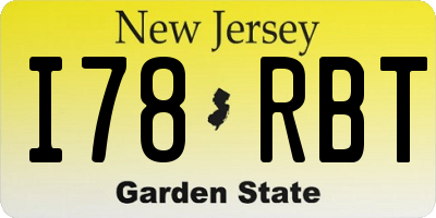 NJ license plate I78RBT