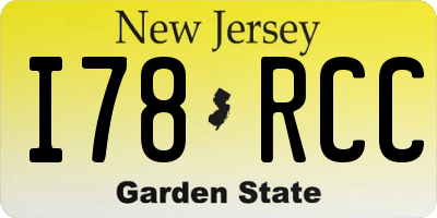 NJ license plate I78RCC