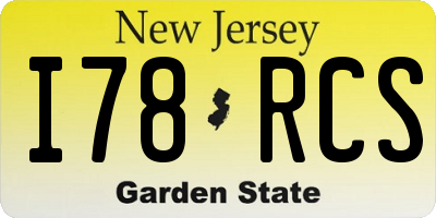 NJ license plate I78RCS