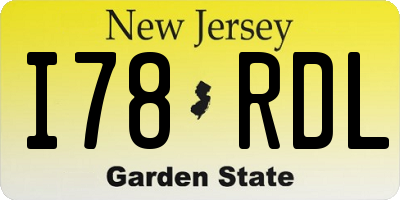 NJ license plate I78RDL