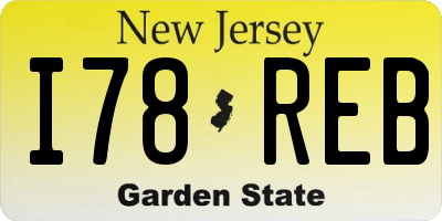 NJ license plate I78REB