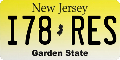 NJ license plate I78RES