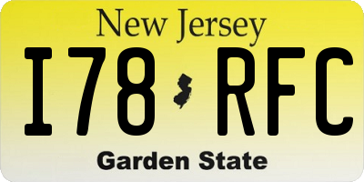 NJ license plate I78RFC