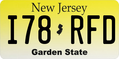 NJ license plate I78RFD