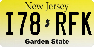 NJ license plate I78RFK