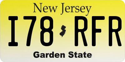 NJ license plate I78RFR