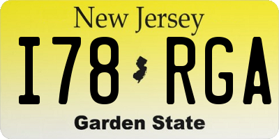 NJ license plate I78RGA