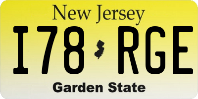 NJ license plate I78RGE