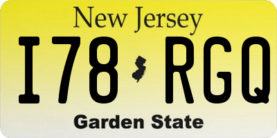 NJ license plate I78RGQ