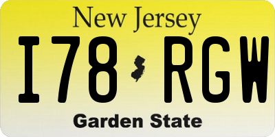 NJ license plate I78RGW