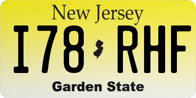 NJ license plate I78RHF