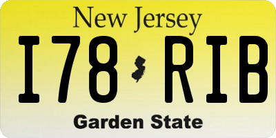 NJ license plate I78RIB
