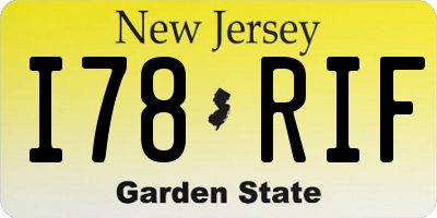 NJ license plate I78RIF