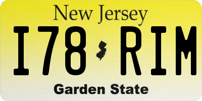 NJ license plate I78RIM