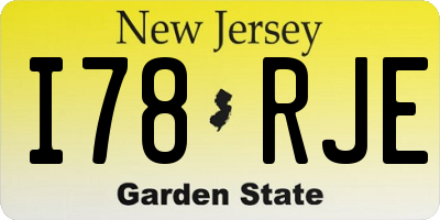 NJ license plate I78RJE