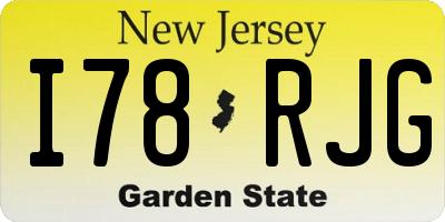 NJ license plate I78RJG
