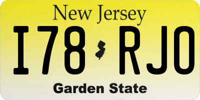 NJ license plate I78RJO