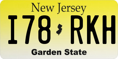 NJ license plate I78RKH