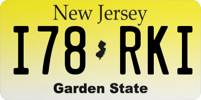 NJ license plate I78RKI
