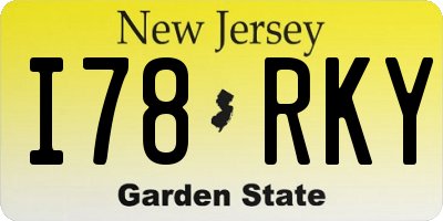NJ license plate I78RKY