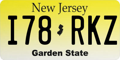 NJ license plate I78RKZ