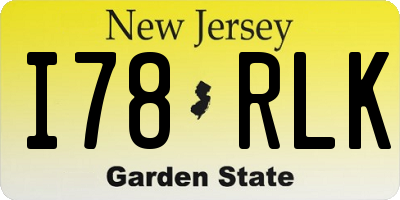 NJ license plate I78RLK