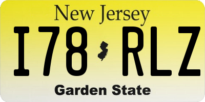 NJ license plate I78RLZ