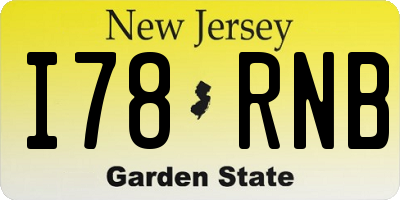 NJ license plate I78RNB