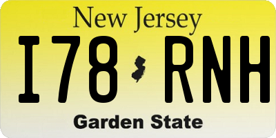 NJ license plate I78RNH
