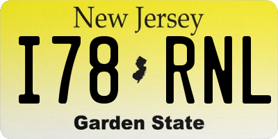 NJ license plate I78RNL