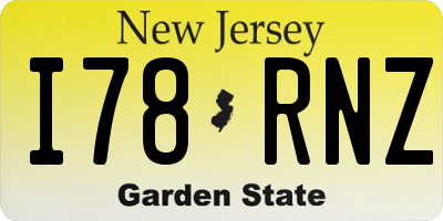 NJ license plate I78RNZ