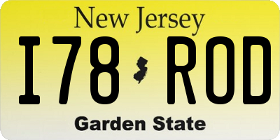 NJ license plate I78ROD