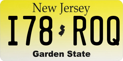 NJ license plate I78ROQ
