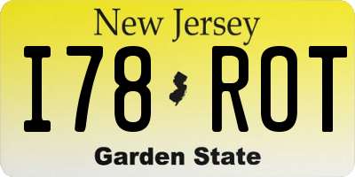 NJ license plate I78ROT