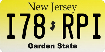 NJ license plate I78RPI