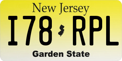 NJ license plate I78RPL