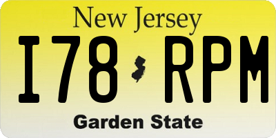 NJ license plate I78RPM